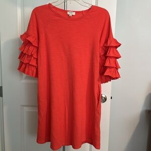 Orange Umgee Ruffle Sleeve Dress